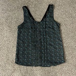 Lush Tank top, green with pattern and lace